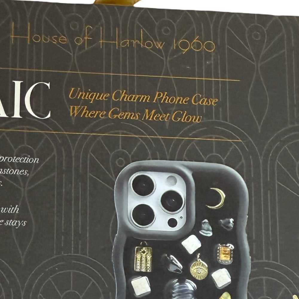 House of Harlow 1960 NWT Unique Charm Mosaic Black iPhone 15 Phone Case - Picture 8 of 9